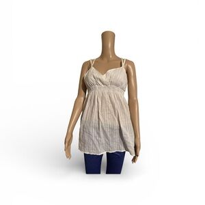 Decree Cream Striped Tunic Top